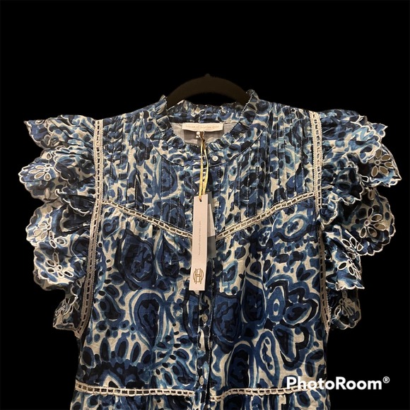 HOUSE OF HARLOW 1960 MELBA BLUE FLORAL MINI DRESS (NWT) SIZE SMALL - Picture 5 of 7